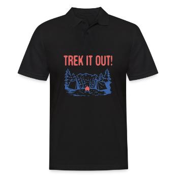 Trek it Out Hiking Mountain Hiker Summit Camping - Männer Poloshirt - Schwarz - Vorne - Kai (181cm)