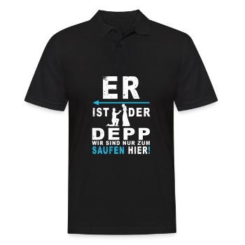 Er ist der Depp, wir saufen nur - Männer Poloshirt - Schwarz - Vorne - Kai (181cm)