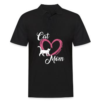 Katzen Mama Motiv Frauen Geschenk Katzenhalter - Männer Poloshirt - Schwarz - Vorne - Kai (181cm)