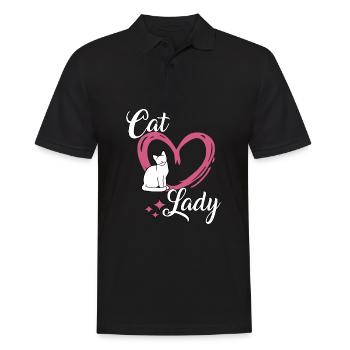 Niedliches Katzen Spruch Outfit Cat Lady Katzen - Männer Poloshirt - Schwarz - Vorne - Kai (181cm)