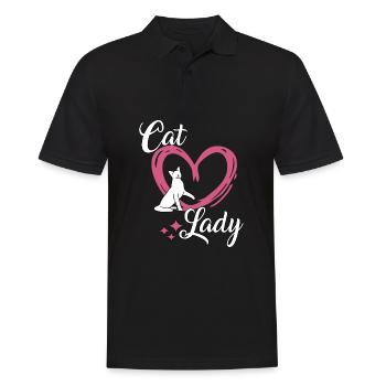Chat Lady Cats Cadeau Chats Fan - Polo Homme - noir - Devant - Kai (181cm)