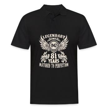 81 ans anniversaire Paroles honorifiques du berceau - Polo Homme - noir - Devant - Kai (181cm)