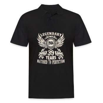 Légendaire depuis 1984 anniversaire 39 ans légende - Polo Homme - noir - Devant - Kai (181cm)
