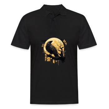 Viking Saga Munin and Kunin Raven Odin's Viking - Men's Polo Shirt - black - Front - Kai (181cm)