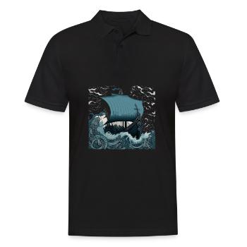 Bateau viking Longboat Nordmann runes Vikings - Polo Homme - noir - Devant - Kai (181cm)