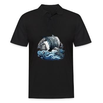 Navire viking guerrier nordique Odin Viking - Polo Homme - noir - Devant - Kai (181cm)