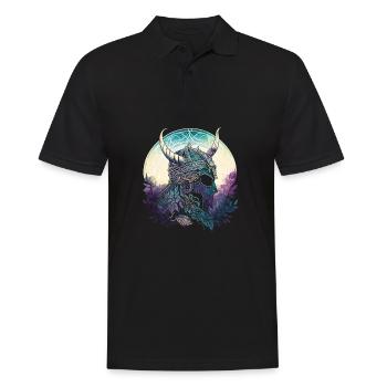 Wikingerhelm Runen Wikingerkrieger Nordische - Männer Poloshirt - Schwarz - Vorne - Kai (181cm)