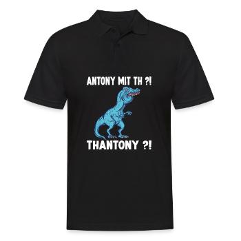 Anthony Namen Shirt lustiges Trex Meme Überbiss - Männer Poloshirt - Schwarz - Vorne - Kai (181cm)