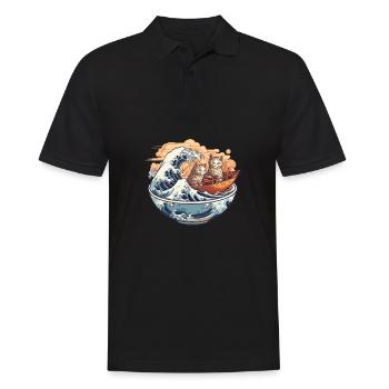Authentic Ramen Motif for Otakus & Anime Fans - Men's Polo Shirt - black - Front - Kai (181cm)