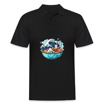 Japanese Ramen Bowl T for Otaku Kawaii Neko - Men's Polo Shirt - black - Front - Kai (181cm)