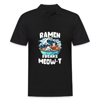 Kawaii Cat and Ramen Otaku Gift Neko Ramen - Men's Polo Shirt - black - Front - Kai (181cm)