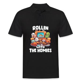 Delicious sushi variety in anime t shirt - Men's Polo Shirt - black - Front - Kai (181cm)