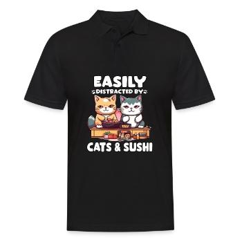 Kawaii Japan Neko Sushi Bowl Katzen Ramen Otaku - Männer Poloshirt - Schwarz - Vorne - Kai (181cm)