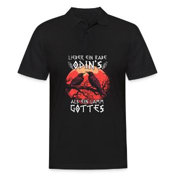 Asgard Runen | Wikinger T-Shirt | Odins Raben - Männer Poloshirt - Schwarz - Vorne - Kai (181cm)