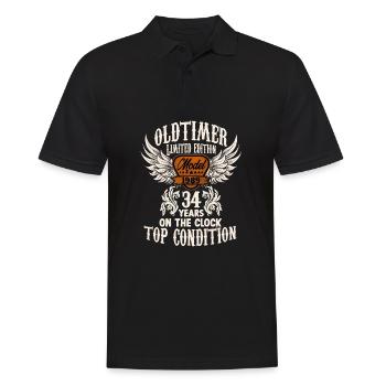 parody birthday motive 34 years oldtimer rocker - Männer Poloshirt - Schwarz - Vorne - Kai (181cm)