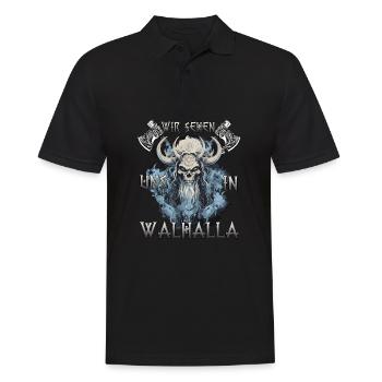 Walhalla Krieger Das Geschenk für Wikinger - Männer Poloshirt - Schwarz - Vorne - Kai (181cm)