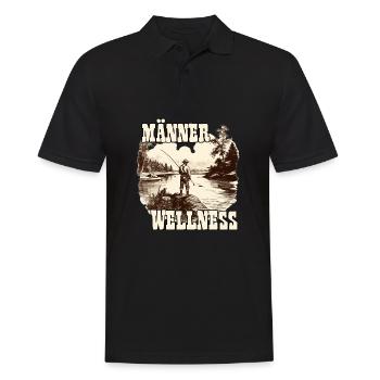 Vintage Angler Herren T-Shirt für Sportangler - Männer Poloshirt - Schwarz - Vorne - Kai (181cm)