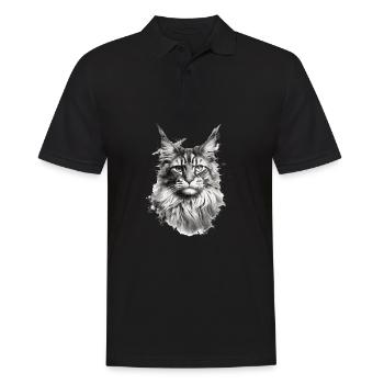 Maine Coon chat chat amant de chat cadeau Coony - Polo Homme - noir - Devant - Kai (181cm)