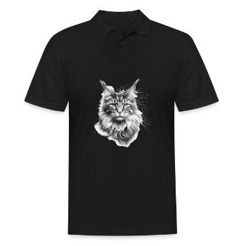 Maine coon Katzenbesitzer Geschenk Katzenhalter - Männer Poloshirt - Schwarz - Vorne - Kai (181cm)