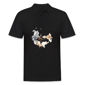 Vintage angler motif retro hobby fisherman fishing - Men's Polo Shirt - black - Front - Kai (181cm)