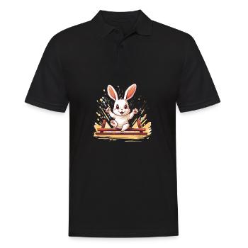 Kaninhop Master : Votre lapin en tant que champion - Polo Homme - noir - Devant - Kai (181cm)