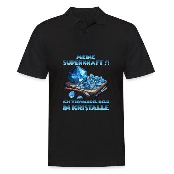 GemStoneCrafts Verzauberte Kristalle Geschenk - Männer Poloshirt - Schwarz - Vorne - Kai (181cm)