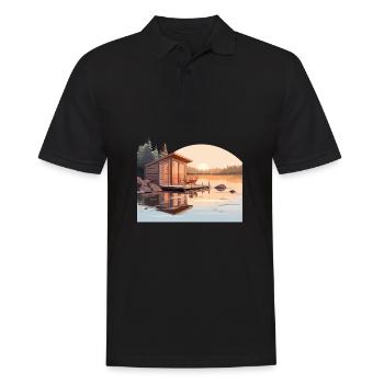 Sauna T pour les amateurs de bien-être et de sauna - Polo Homme - noir - Devant - Kai (181cm)