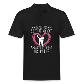 Lustiger Katzenspruch Katzenbesitzer Katzenmotiv - Männer Poloshirt - Schwarz - Vorne - Kai (181cm)
