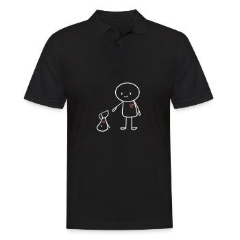 Niedliches Strichmännchen Hundebesitzer Motiv - Männer Poloshirt - Schwarz - Vorne - Kai (181cm)