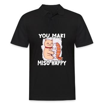 Lustiger Sushi-Fan Sushi-Liebhaber Kawaii Nigiri - Männer Poloshirt - Schwarz - Vorne - Kai (181cm)