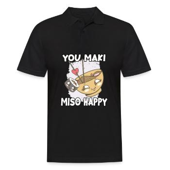 Mignon japonais sushi fan motif nigiri maki sushi - Polo Homme - noir - Devant - Kai (181cm)