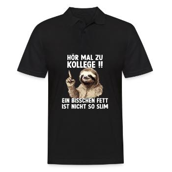 Faultier Sport Outfit | Sloth Motivation | - Männer Poloshirt - Schwarz - Vorne - Kai (181cm)