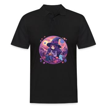 Costume de sorcières d’Halloween Kawaii Chibi Witch - Polo Homme - noir - Devant - Kai (181cm)