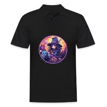 Kawaii Chibi Sorcière Halloween Déguisement Anime - Polo Homme - noir - Devant - Kai (181cm)