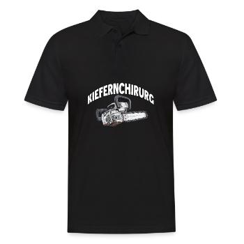 Holzfäller T | Lustiges Kettensägen Motiv | - Männer Poloshirt - Schwarz - Vorne - Kai (181cm)