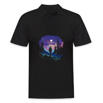 Wander T für Trekking Fans und Hiking Liebhaber - Männer Poloshirt - Schwarz - Vorne - Kai (181cm)