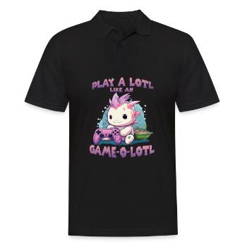 Kawaii Axolotl Anime T pour gamer hobby streamer - Polo Homme - noir - Devant - Kai (181cm)