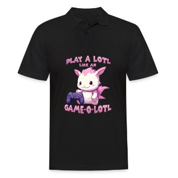 Niedliches Gamer T | Axolotl Gamer Outfit | Otaku - Männer Poloshirt - Schwarz - Vorne - Kai (181cm)