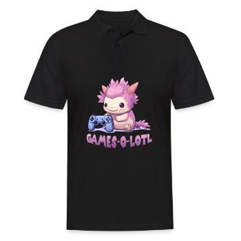 Kawaii Axolotl Gamer T | Anime Gamer T | Axolotl - Polo Homme - noir - Devant - Kai (181cm)