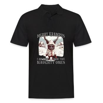 Krampus Maske | Kawaii Kramperl | Weihachtsmann - Männer Poloshirt - Schwarz - Vorne - Kai (181cm)