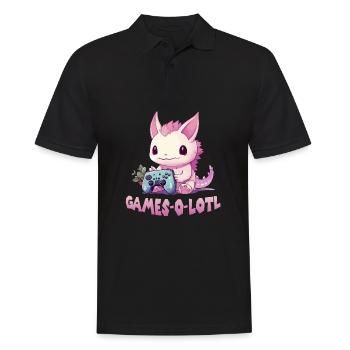 Axolotl Gamer T Kawaii Stuff Axolotl Otaku Axolotl - Männer Poloshirt - Schwarz - Vorne - Kai (181cm)