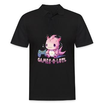 Axolotl T für Gamer | Kawaii Stuff | Anime Gamer ´ - Männer Poloshirt - Schwarz - Vorne - Kai (181cm)