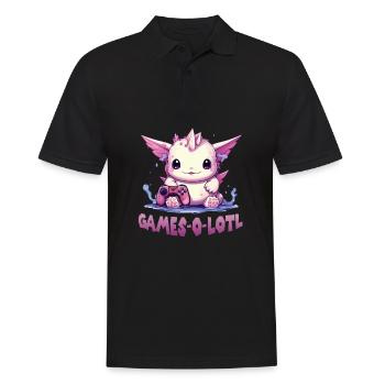 Gamer Axolotl Anime Axolotl T für Gaming Fans - Männer Poloshirt - Schwarz - Vorne - Kai (181cm)