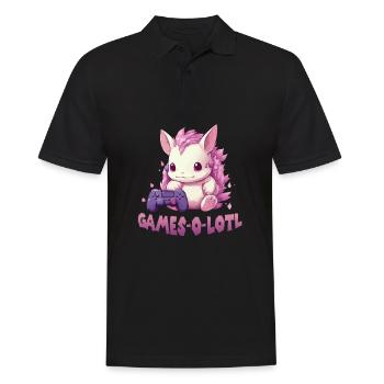 Axolotl Gamer Kawaii Stuff Axolotl Otaku Axolotl - Männer Poloshirt - Schwarz - Vorne - Kai (181cm)