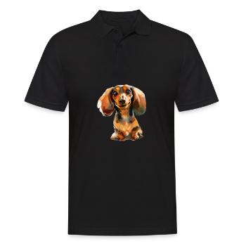 Funny dachshund T for dog owners walking dogs - Men's Polo Shirt - black - Front - Kai (181cm)