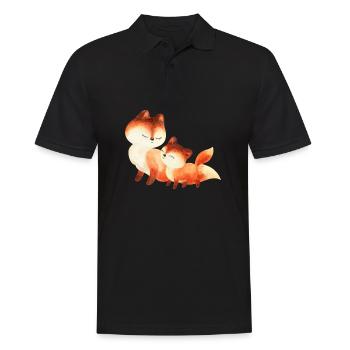 Fuchs Füchse Foxy Waldtier Familie Rotfuchs süß - Männer Poloshirt - Schwarz - Vorne - Kai (181cm)