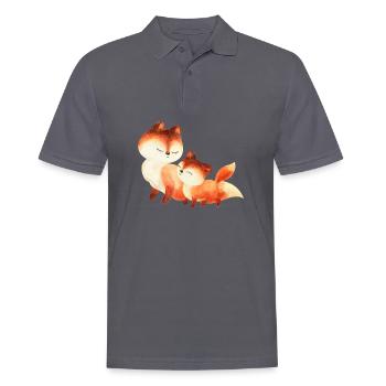 Renard renards foxy forêt animal famille - Polo Homme - charbon - Devant - Nico (186cm)