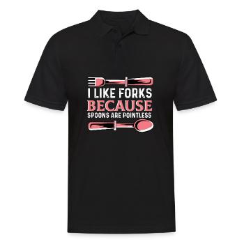Löffel sind sinnlos Speziellen Geschenk - Männer Poloshirt - Schwarz - Vorne - Kai (181cm)