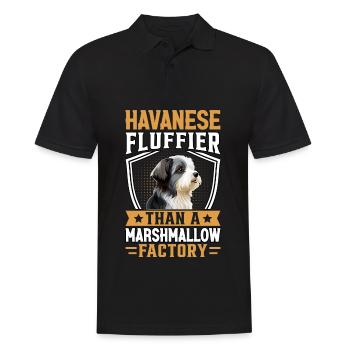 Havanese Fluffier than a Marshmallow Factory - Männer Poloshirt - Schwarz - Vorne - Kai (181cm)