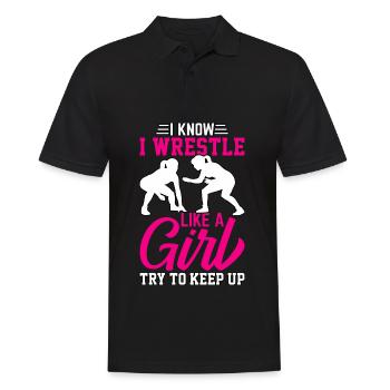 Je sais que je lutte comme une fille pour essayer de suivre - Polo Homme - noir - Devant - Kai (181cm)